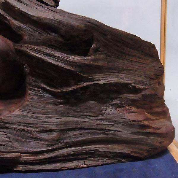 木彫り 布袋様 置物 一位製 ガラスケース付き 七福神 : 仏像と縁起物の