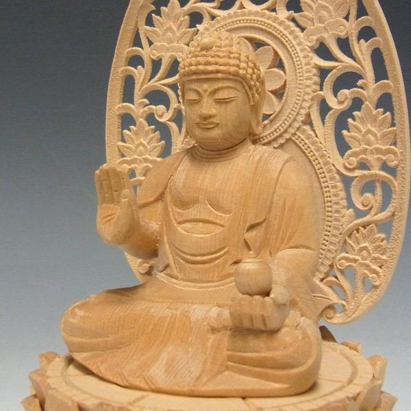 お盆お彼岸大特価中　仏像★ヒバ材 薬師如来坐像4.5寸★お薬師様 6997_0.jpg