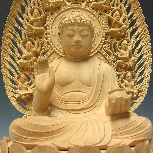 【セール・新品】 薬師如来座像　柘植　総高さ約29㎝　六角台座付　薬師如来 薬師如来 坐像 高さ27cm 柘植製 木彫り 仏像 : 仏像と縁起物の専門店
