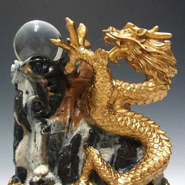 風水龍 置物 昇り龍 大理石調 金龍上山（中）21cm : 仏像と縁起物の