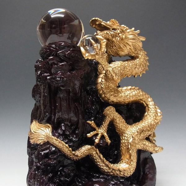 風水龍の置物 龍の置き物 金色の龍 中国の伝説上の神獣である龍 風水龍