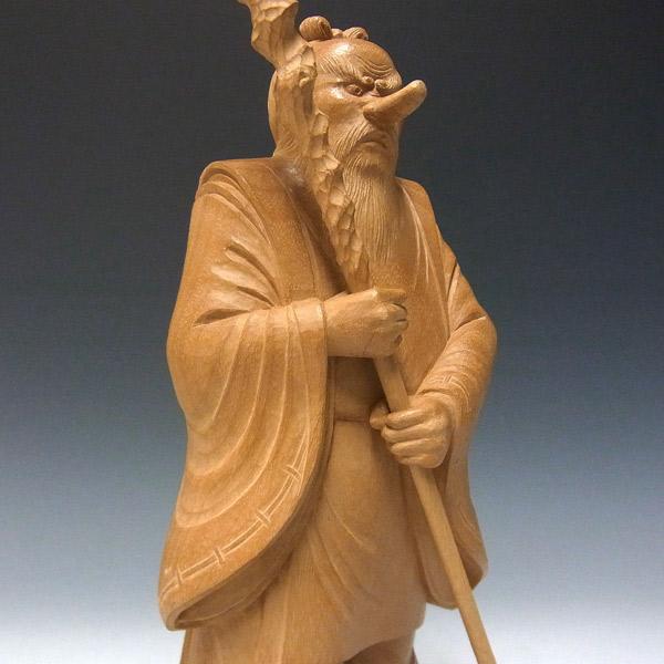 猿田彦大神 高さ30cm 楠製 木彫り 神像 日本仏師作品 : 仏像と縁起物の