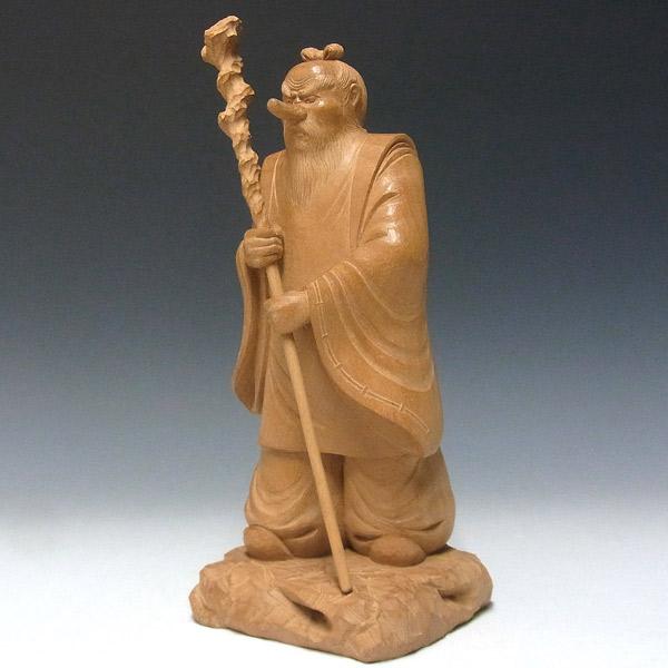 猿田彦大神 高さ30cm 楠製 木彫り 神像 日本仏師作品 : 仏像と縁起物の