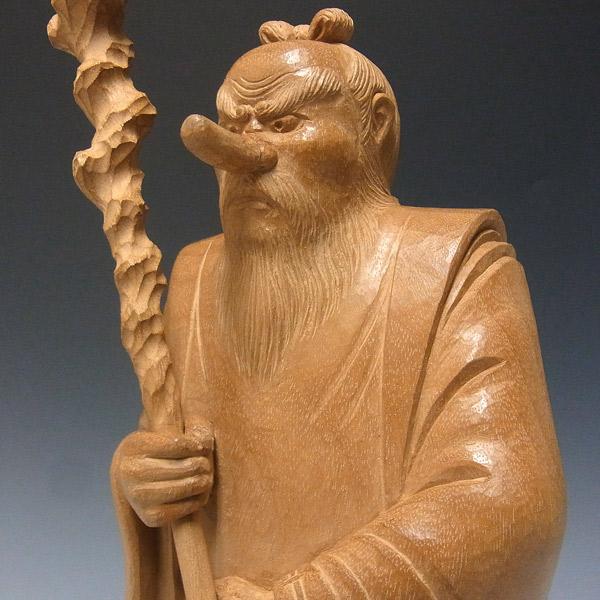猿田彦大神 高さ30cm 楠製 木彫り 神像 日本仏師作品_6