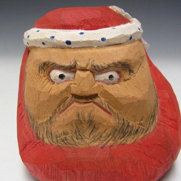 木彫り 彩色達磨（だるま） 叩き彫り 高さ11cm 日本仏師作品