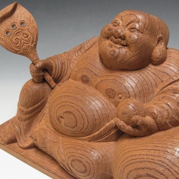 極上欅 布袋 木地仕上げ 15cm 木彫り 置物 日本仏師作品 : 仏像と