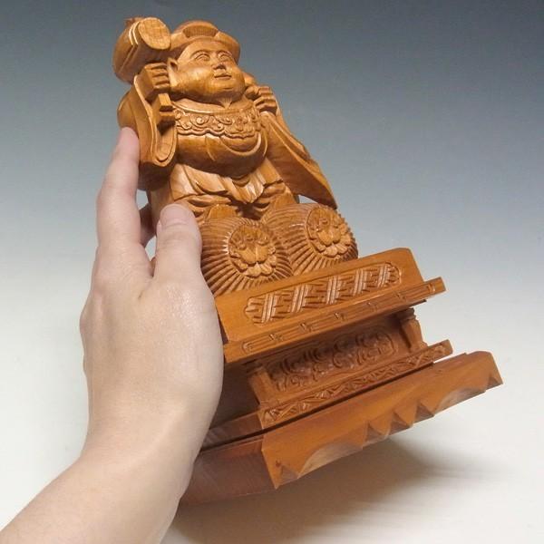 木彫り 木曽桧 大黒天の置物 21cm 日本仏師作品 : 仏像と縁起物の専門