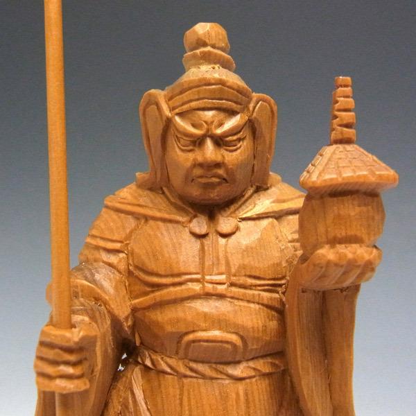毘沙門天 16cm 木曽桧 木彫り 仏像 日本仏師作品 : 仏像と縁起物の専門