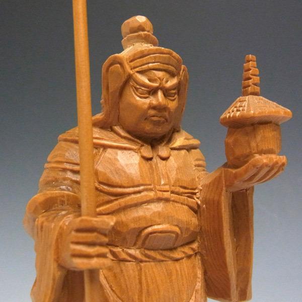 新品　桧木 観音勢至 27cm 仏像木彫り 木彫り仏像 桧木│向源寺形十一面観音菩薩│立5.0寸│金泥書│総丈26.5