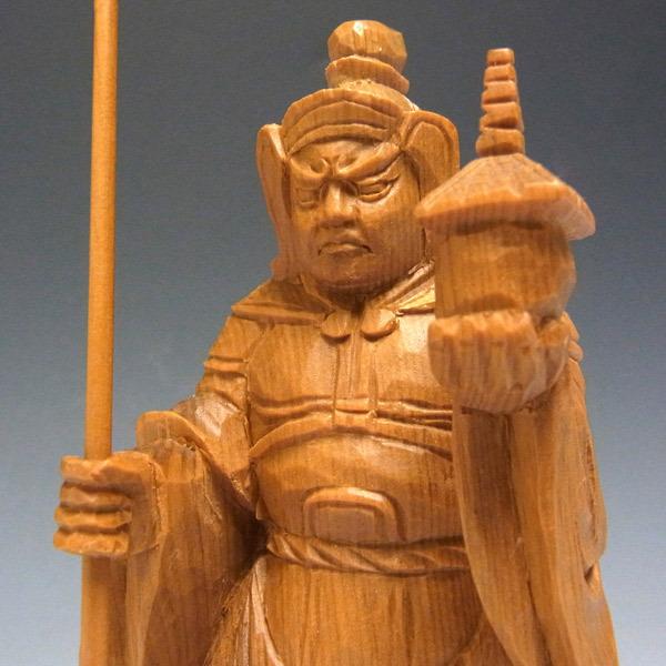 毘沙門天 16cm 木曽桧 木彫り 仏像 日本仏師作品 : 仏像と縁起物の専門