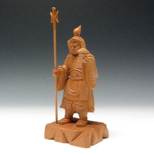 毘沙門天 16cm 木曽桧 木彫り 仏像 日本仏師作品 : 仏像と縁起物の専門