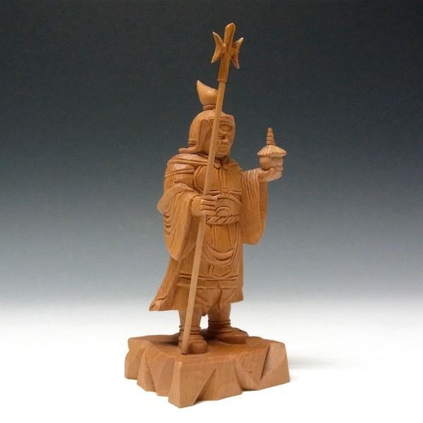 毘沙門天 16cm 木曽桧 木彫り 仏像 日本仏師作品 : 仏像と縁起物の専門