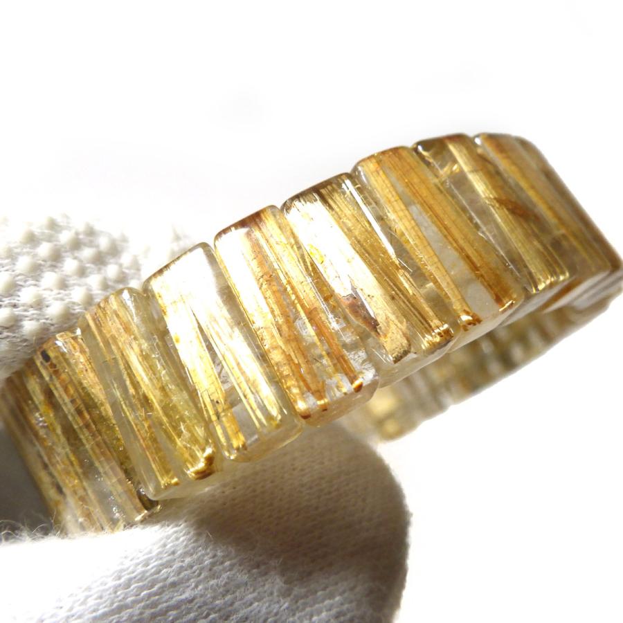 ルチルクォーツ バングルブレスレット 幅14mm 内周18cm 天然石 