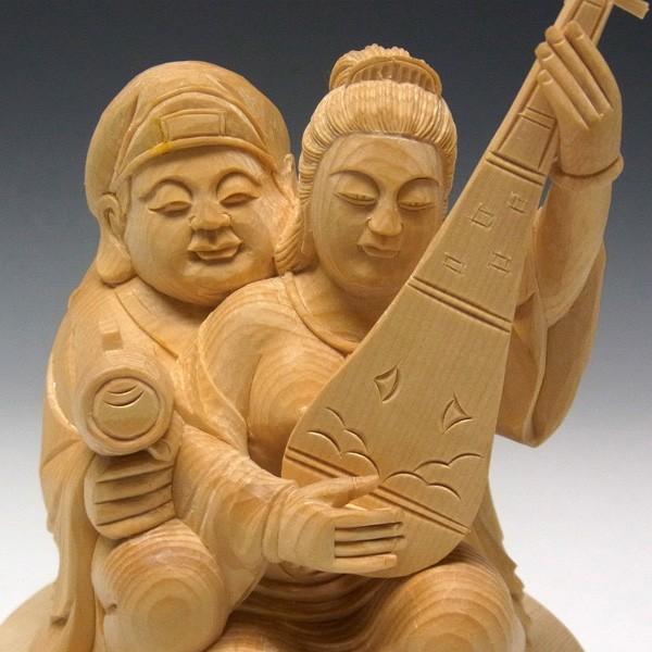 弁才大黒天 高さ20cm 桧製 弁才天 大黒天 木彫り 仏像_7