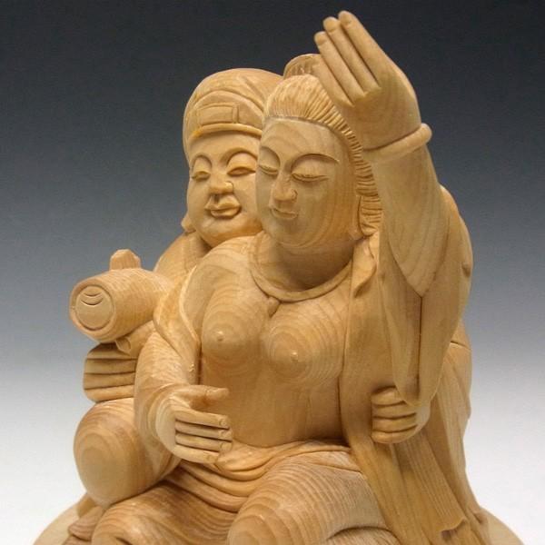 弁才大黒天 高さ20cm 桧製 弁才天 大黒天 木彫り 仏像_9