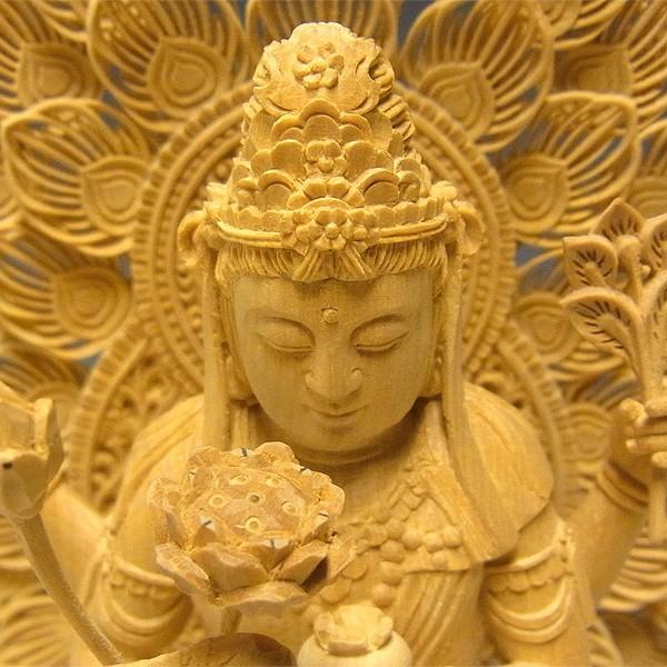 最高級 木彫り 仏像 孔雀明王立像 一刀彫 天然木檜材 彫刻 仏教工芸 m95439761164_1.jpg?1637835940