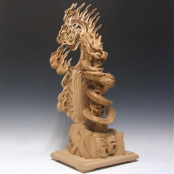 倶利伽羅不動尊像 高さ72cm 楠製 龍剣 竜剣 木彫り 仏像 : 仏像と