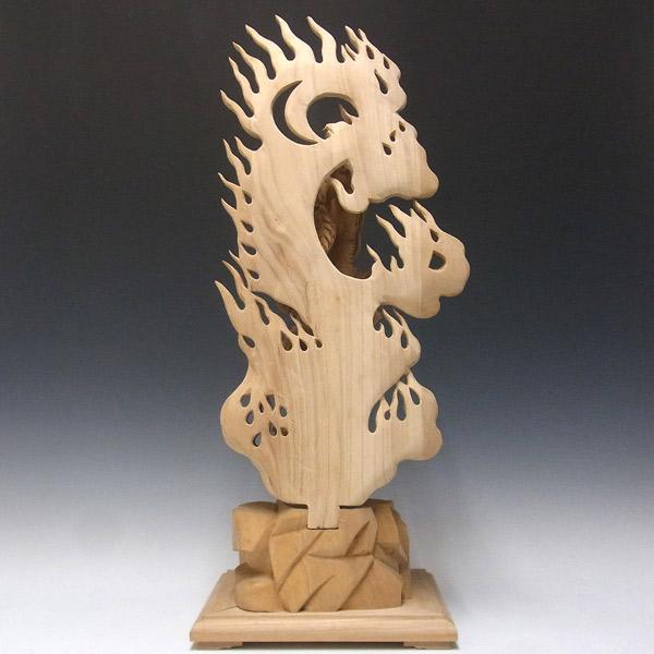 倶利伽羅不動尊像 高さ72cm 楠製 龍剣 竜剣 木彫り 仏像 : 仏像と