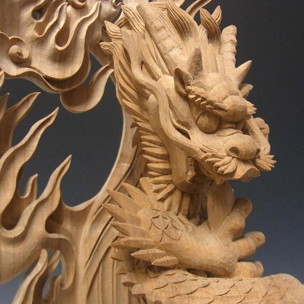 龍神、手彫り　剣龍　倶利伽羅不動尊像 倶利伽羅不動尊像 高さ72cm 楠製 龍剣 竜剣 木彫り 仏像 : 仏像と
