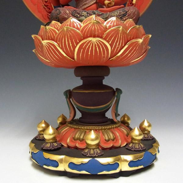 彩色愛染明王 坐像 高さ34cm 楠製 木彫り 仏像 : 仏像と縁起物の 彩色愛染明王 坐像 高さ34cm 楠製 木彫り 仏像 : 仏像と縁起物の
