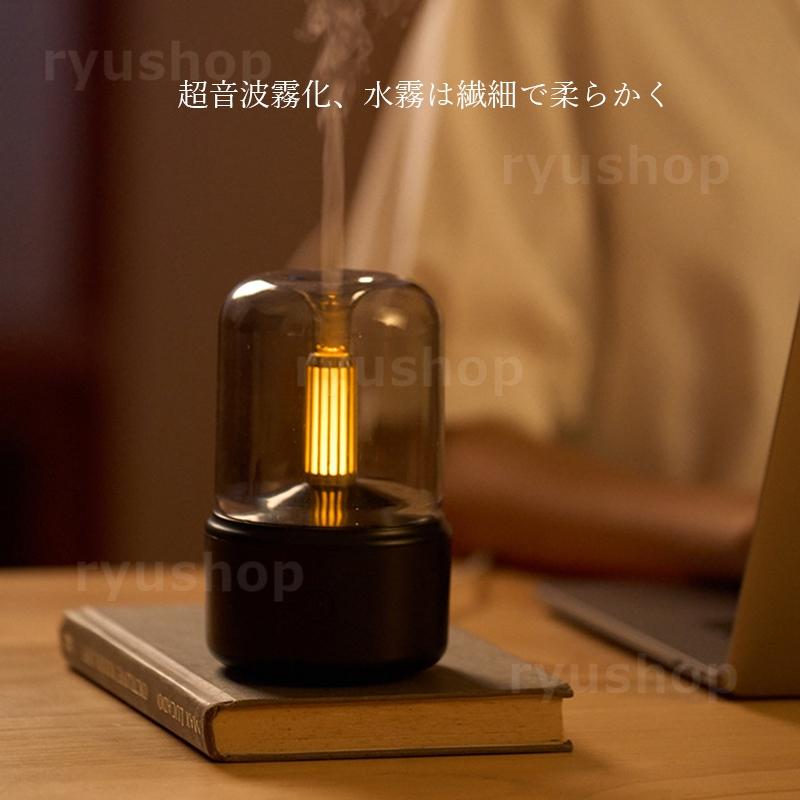 加湿器 超音波式 おしゃれ 小型 スチーム式 LEDライト付き 卓上加湿器 USB給電 120ml 静音 ピンク アロマ対応 ホワイト 白 黒 ブラック コンパクト｜ryushop｜03