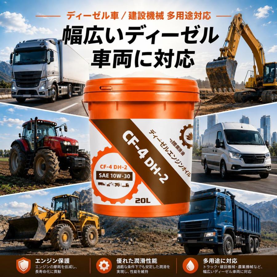 ディーゼルエンジンオイル CF-4 DH-2 10W-30 20L/40L 大型車 建設機械
