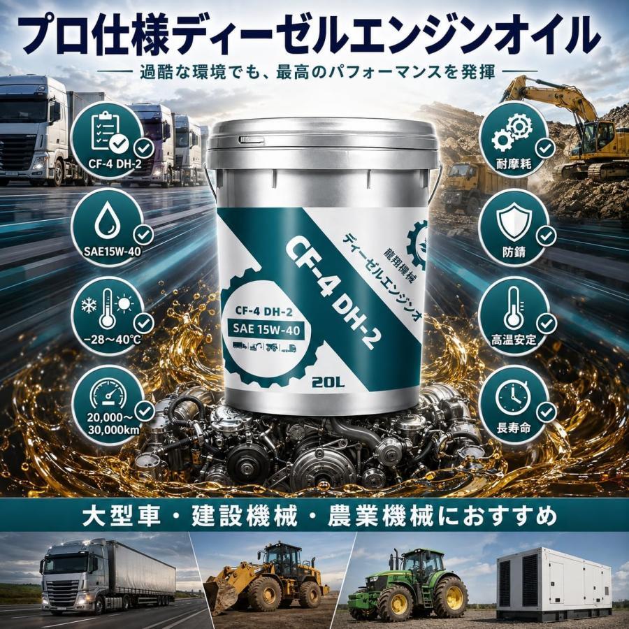ディーゼルエンジンオイル CF-4 DH-2 SAE 15W-40 20L 大型トラック