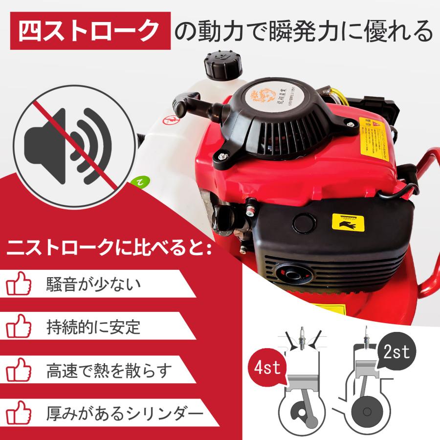 エンジン式耕運機 手押し耕うん機 排気量55cc 四ストローク動力耕幅：38cm 耕深：10-25cm 車軸ロータリー式｜ryusyou-store｜02