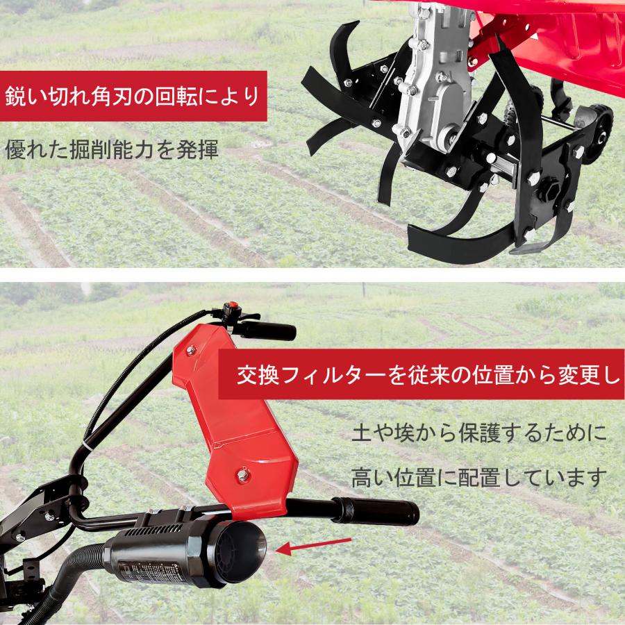 エンジン式耕運機 手押し耕うん機 排気量55cc 四ストローク動力耕幅：38cm 耕深：10-25cm 車軸ロータリー式｜ryusyou-store｜03