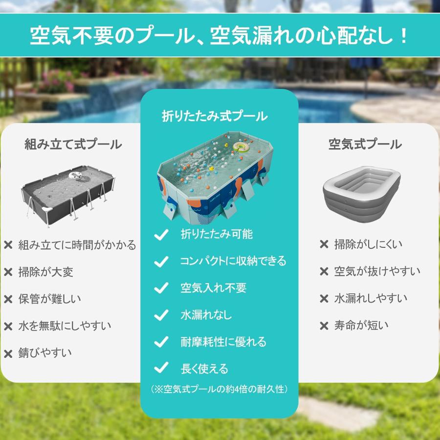 プール 大型子供用折りたたみプール 非膨張式で充気不要