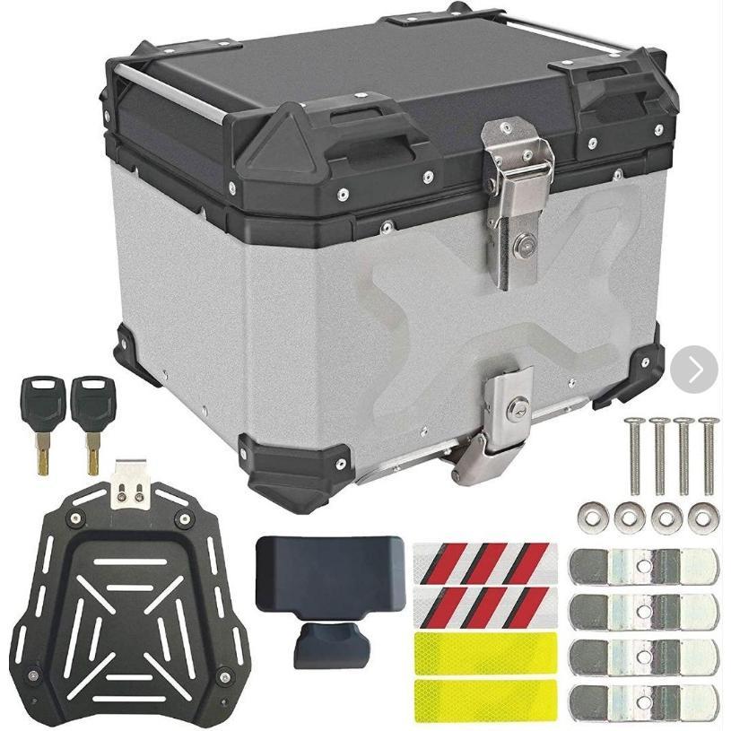 バイク用リアボックス 大容量 55L アルミ 取付ベース付 鍵2本付