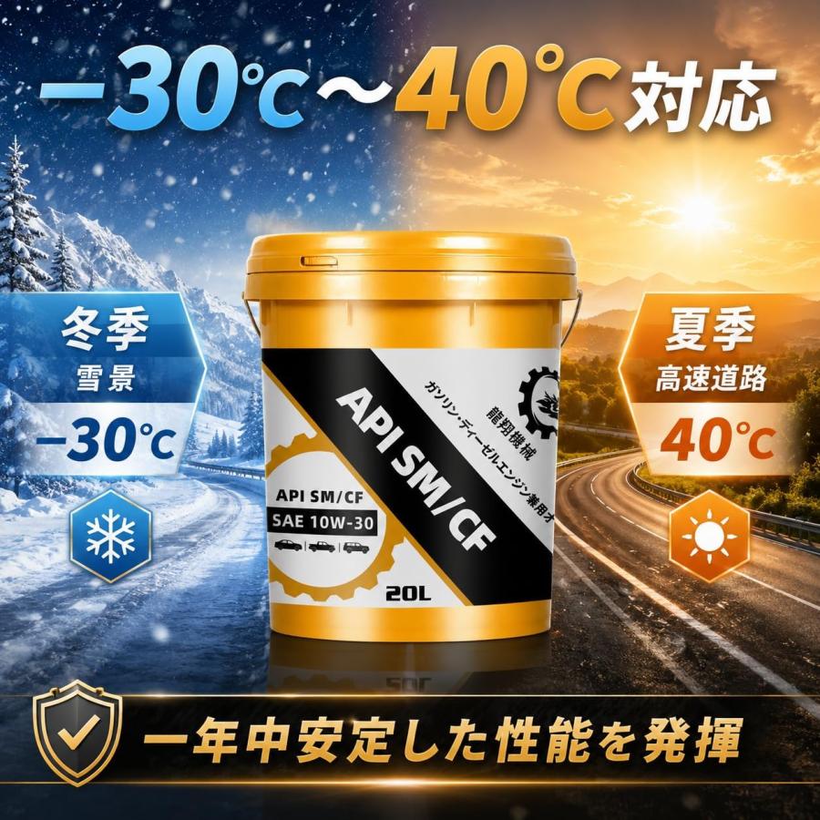 エンジンオイル SM/CF SAE 10W-30 20Lポリ容器 ガソリン・ディーゼル