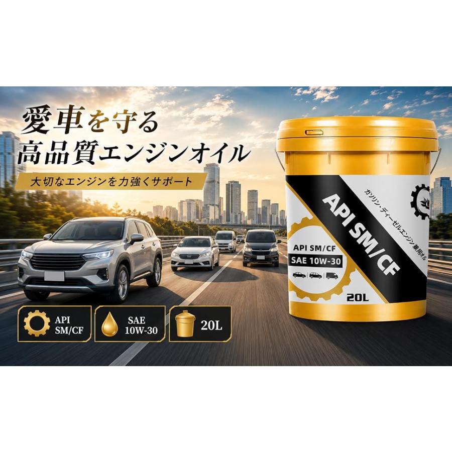 エンジンオイル SM/CF SAE 10W-30 20Lポリ容器 ガソリン・ディーゼル