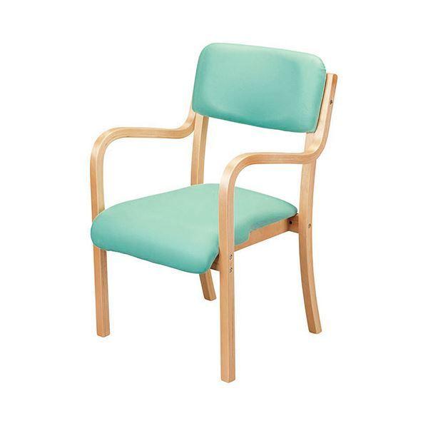 福祉施設木製イス 本体色：ライトグリーン/フレーム色：ナチュラル UFC4-NALG