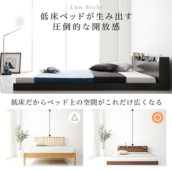 ベッド シングル 2層ポケットコイルマットレス付き ブラウン 低床 棚付 宮付 コンセント付 すのこ ローベッド ベッド シングル 2層ポケットコイルマットレス付き ブラウン 低床 棚付 宮付 コンセント付 すのこ ローベッド