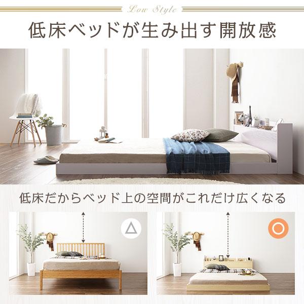 ベッド シングル 2層ポケットコイルマットレス付き ナチュラル 低床 棚付 宮付 コンセント付 すのこ ローベッド ベッド シングル 2層ポケットコイルマットレス付き ナチュラル 低床 棚付 宮付 コンセント付 すのこ ローベッド