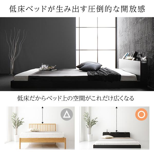 【通常品】 ベッド シングル 2層ポケットコイルマットレス付き ブラック 低床 すのこ 棚付き 宮付き コンセント付き ローベッド 【3722673980】(21990円)