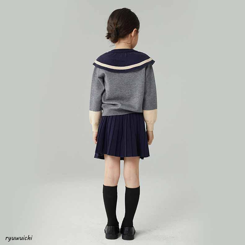 卒業式 ニットスカートスーツ 女の子小学生 140 150 160 165 大きいサイズ 2点セットジャケットリボン卒服小学校卒業式スーツフォーマルお受験 発表会の画像