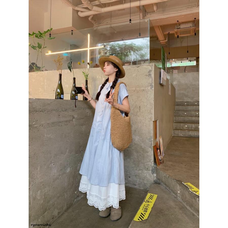 ワンピースドレスひざ丈半袖レディースファッションリボンチェック柄