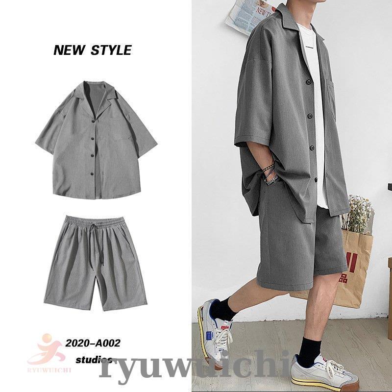 上下セット セットアップ メンズ 半袖 テーラードジャケット サマー  