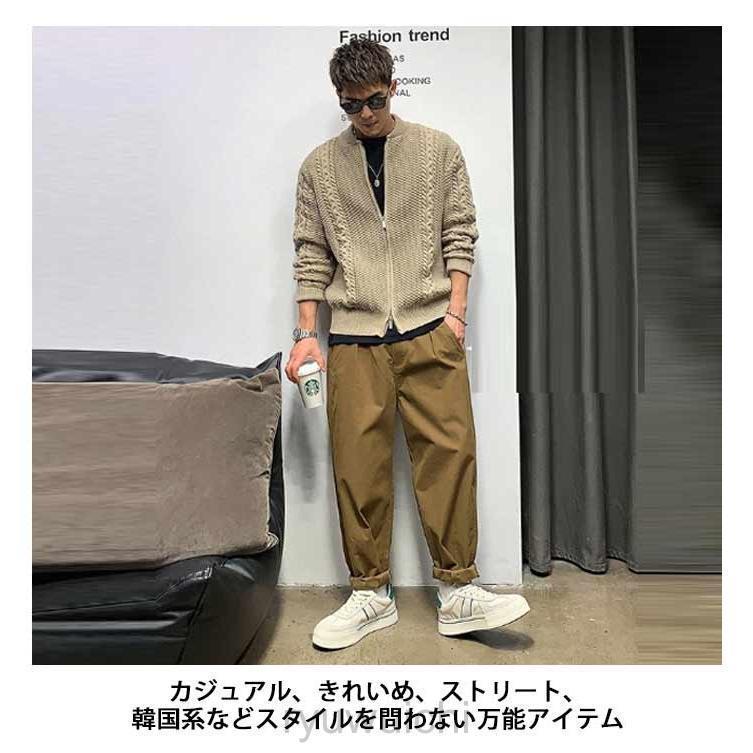 ニット カーディガン ケーブル編み メンズ ニットカーディガン クルーネック ダブルジップ ニットジャケット カーデ 厚手 冬 秋 アウター 羽織り | ブランド登録なし | 15