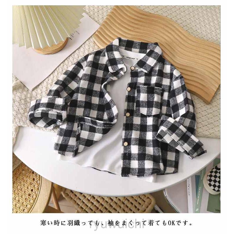 チュニック 男の子 長袖シャツ アウター ガールズ 幼稚園 女の子 春 可愛い 綿 秋 女の子 チェック キッズ 通学 おしゃれ 冬 子供服 カジュ | ブランド登録なし | 08