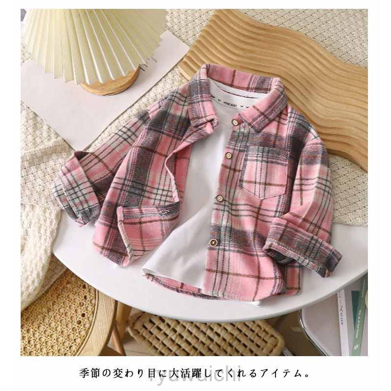 チュニック 男の子 長袖シャツ アウター ガールズ 幼稚園 女の子 春 可愛い 綿 秋 女の子 チェック キッズ 通学 おしゃれ 冬 子供服 カジュ | ブランド登録なし | 09