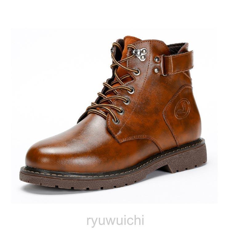 秋 ショートブーツ ミリタリーブーツ 春 革靴 防滑 ブーツ レースアップブーツ ショートブーツ ベルト メンズ 夏  冬 | ブランド登録なし | 17