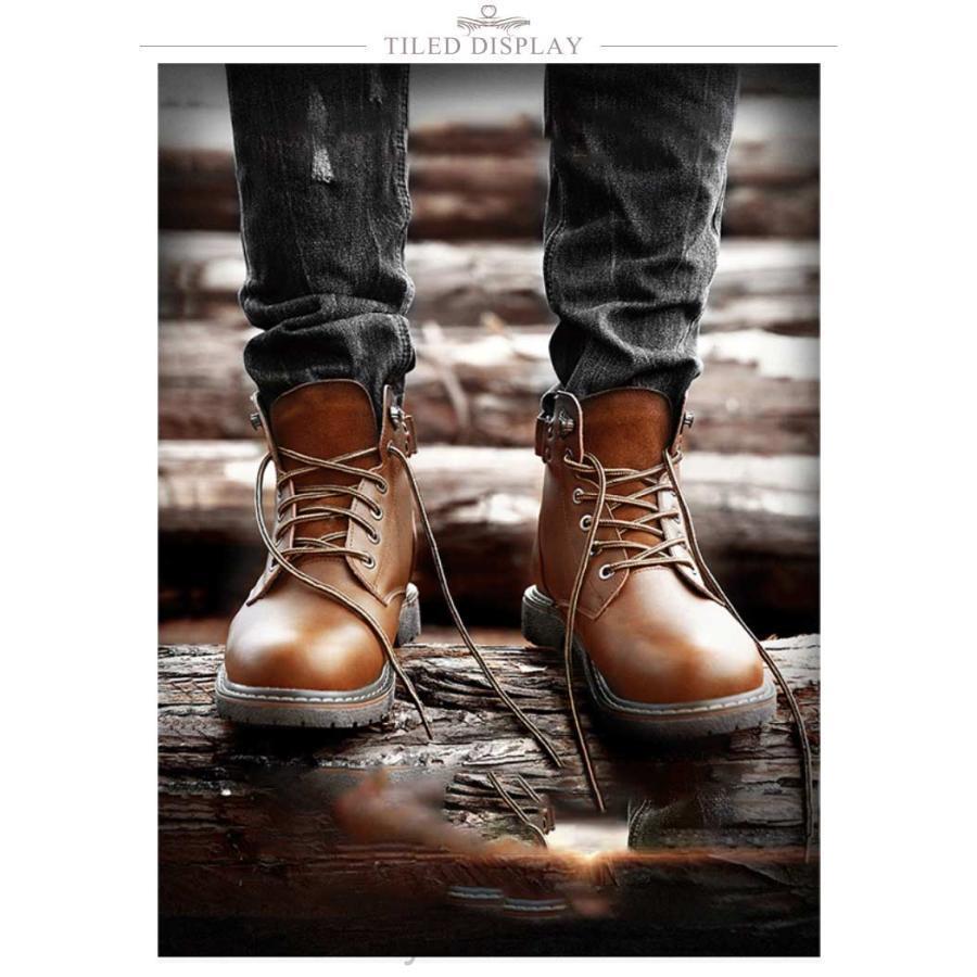 秋 ショートブーツ ミリタリーブーツ 春 革靴 防滑 ブーツ レースアップブーツ ショートブーツ ベルト メンズ 夏  冬 | ブランド登録なし | 07