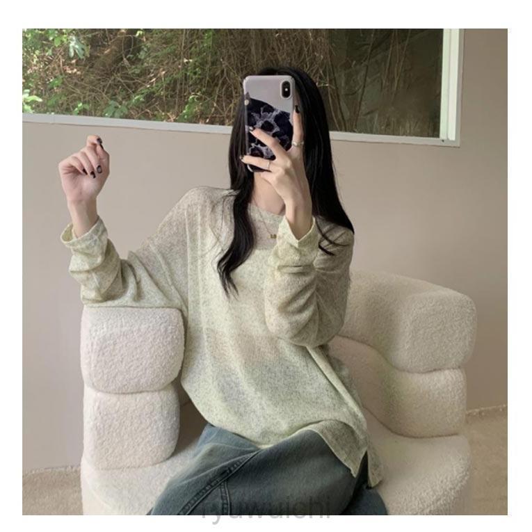 レディース 秋 夏 【M-4XL】 春 薄手 クルーネック 冬 シアー 長袖 ニットトップス ゆったり 丸首 tシャツ プルオーバー ニット インナ | ブランド登録なし | 13