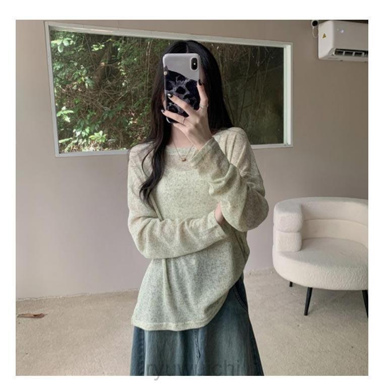 レディース 秋 夏 【M-4XL】 春 薄手 クルーネック 冬 シアー 長袖 ニットトップス ゆったり 丸首 tシャツ プルオーバー ニット インナ | ブランド登録なし | 15