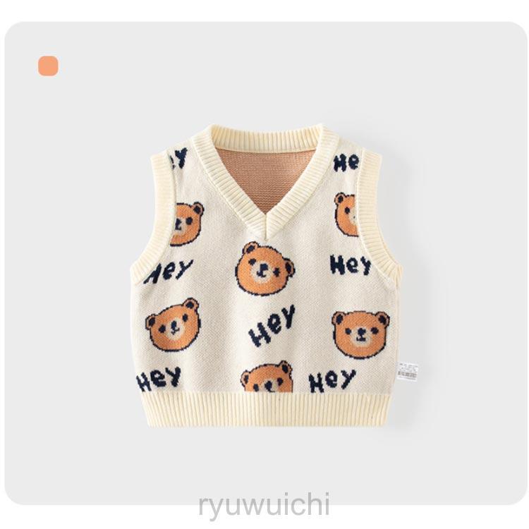 ニットベスト Vネック キッズ 子供服 熊柄 ジャガード ニット ベスト プルオーバー 厚手 ベビー服 赤ちゃん 女の子 男の子 春 秋 冬 ニット | ブランド登録なし | 02