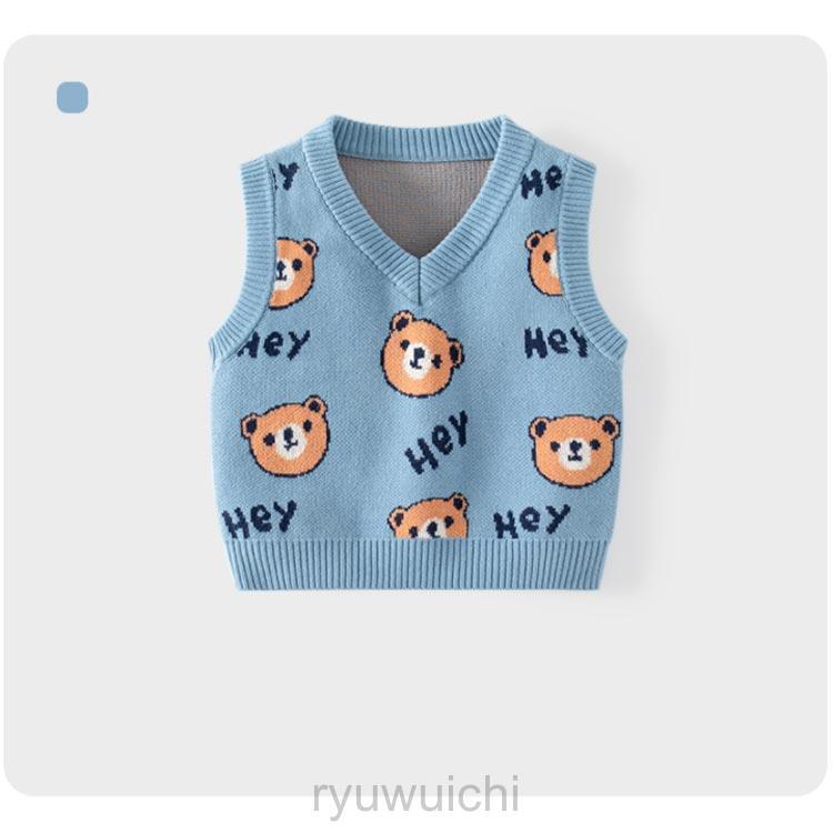 ニットベスト Vネック キッズ 子供服 熊柄 ジャガード ニット ベスト プルオーバー 厚手 ベビー服 赤ちゃん 女の子 男の子 春 秋 冬 ニット | ブランド登録なし | 04