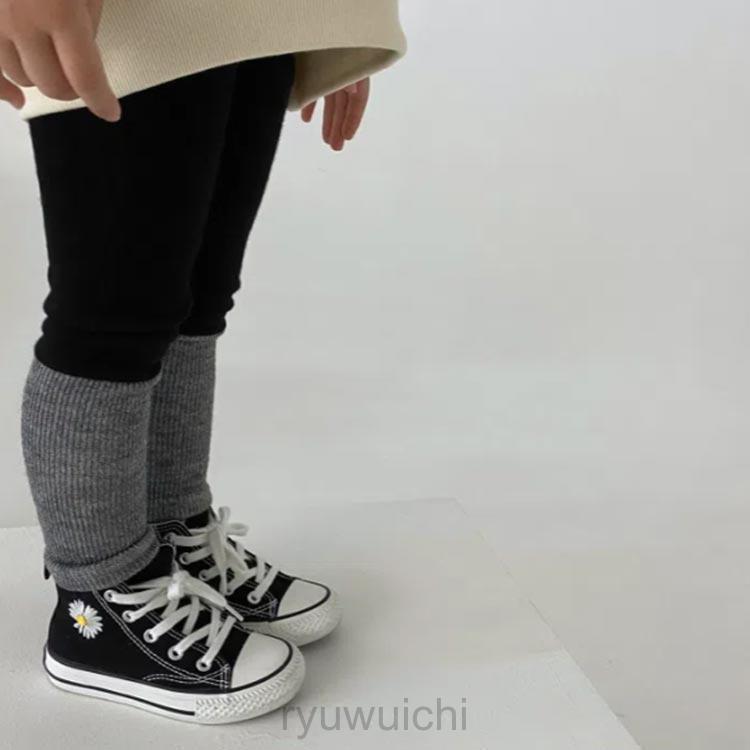 キッズ リブ レギンス バイカラー パンツ  レギパン 10分丈 ベビー服 幼児 ストレッチ 韓国子供服 春秋 冬 女の子 男の子 73 80 90 | ブランド登録なし | 02